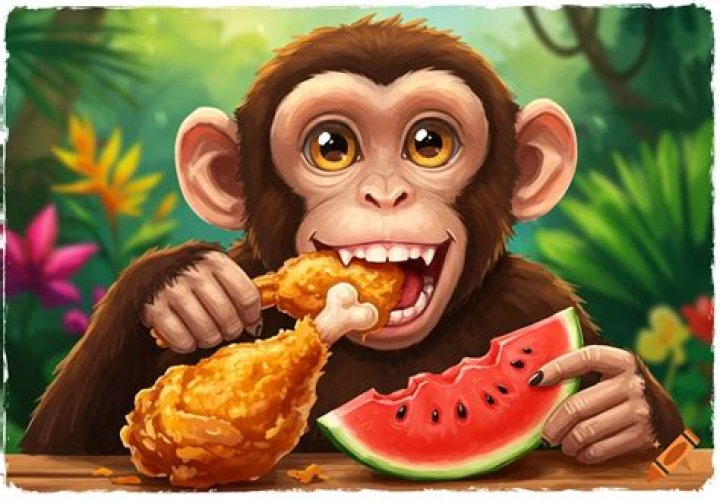 Curious Encounter: The Black Monkey Eating Chicken